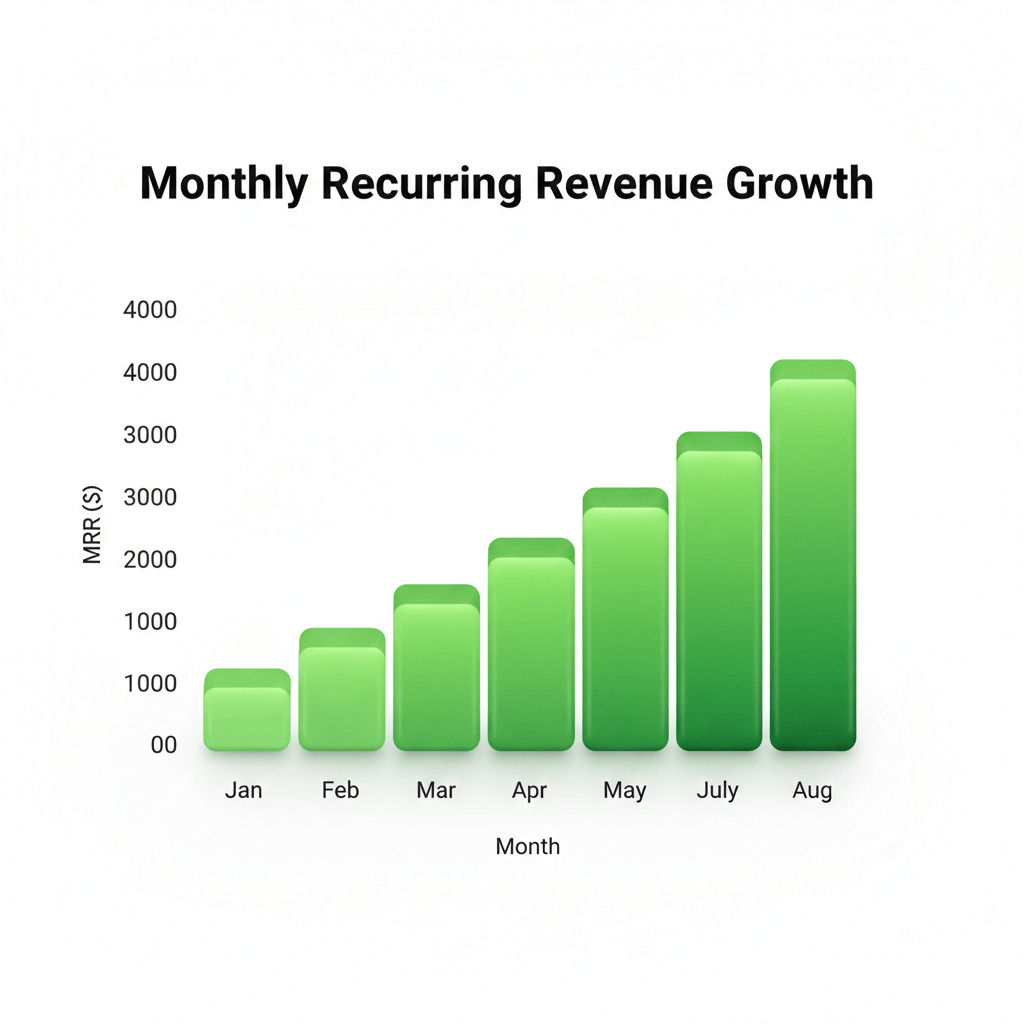 A graph showing the growth of recurring commissions at Wealthy Affiliate.