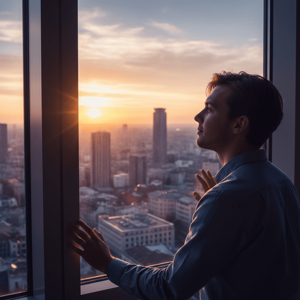 An entrepreneur practicing positive affirmations in a journal for a morning routine.